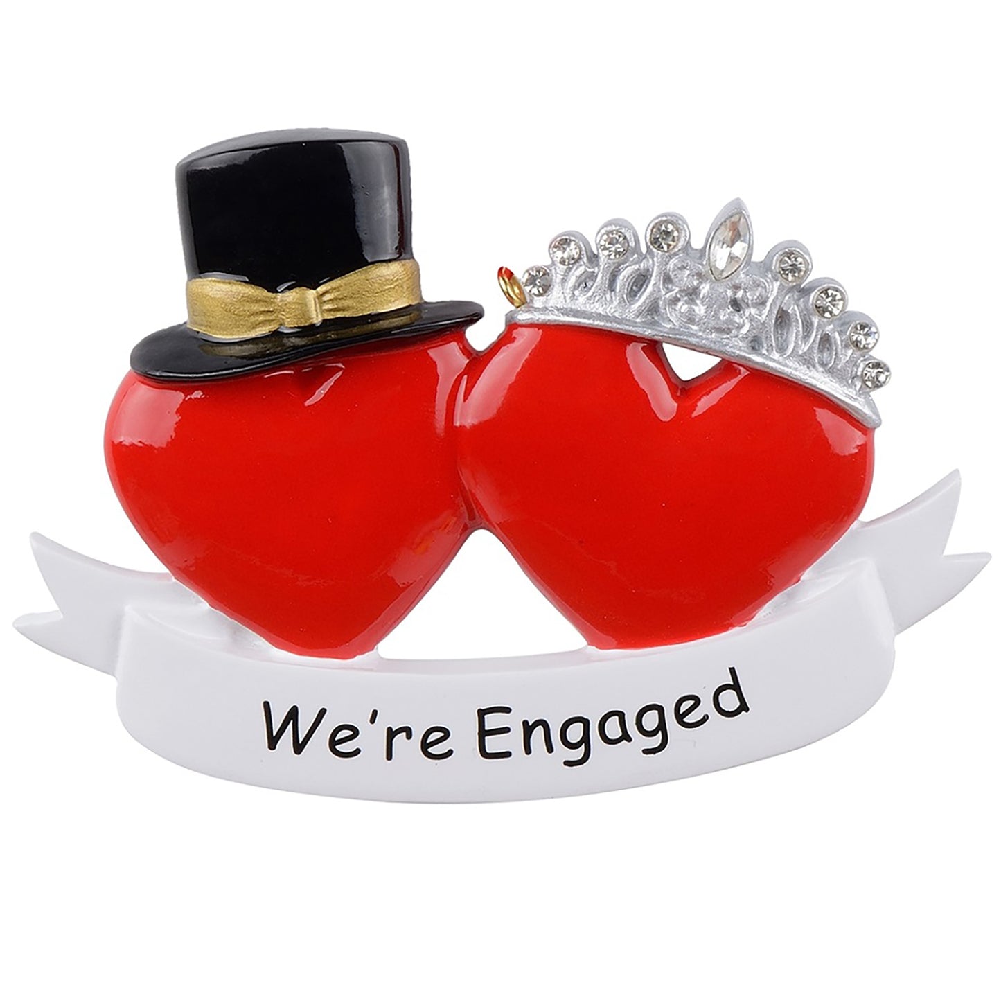 Engaged Hearts Christmas Ornament