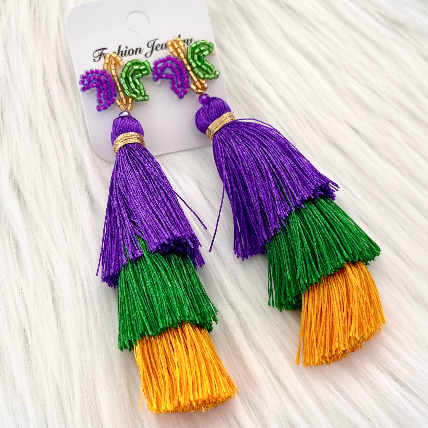 Mardi Gras Tassel Earrings