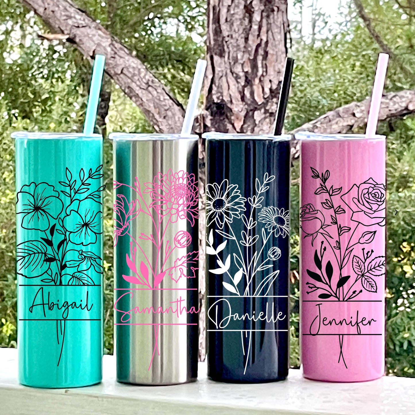 Birth Month Flower Personalized Tumbler