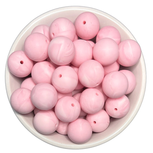 Pink Marble 19mm Silicone Beads - 5 pk.