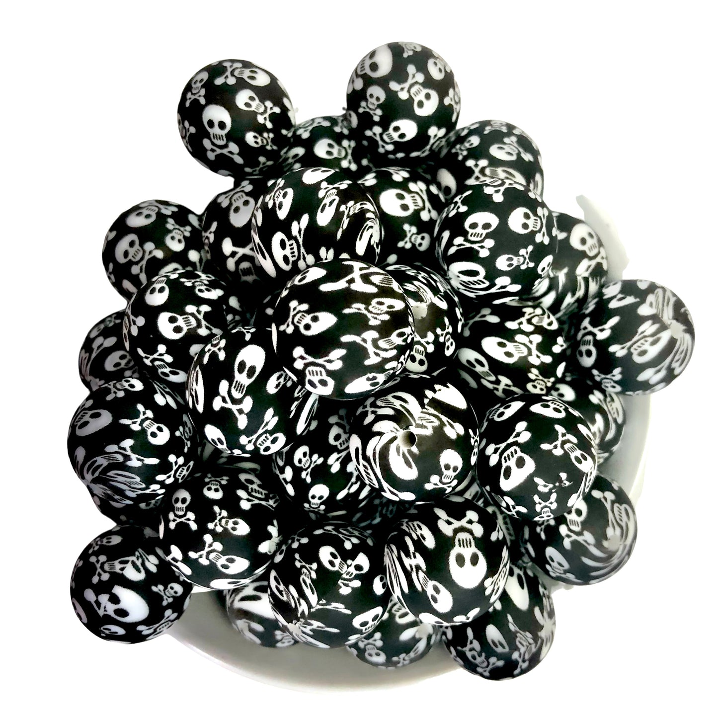 Black Skulls 15mm Silicone Beads - 10 pk.