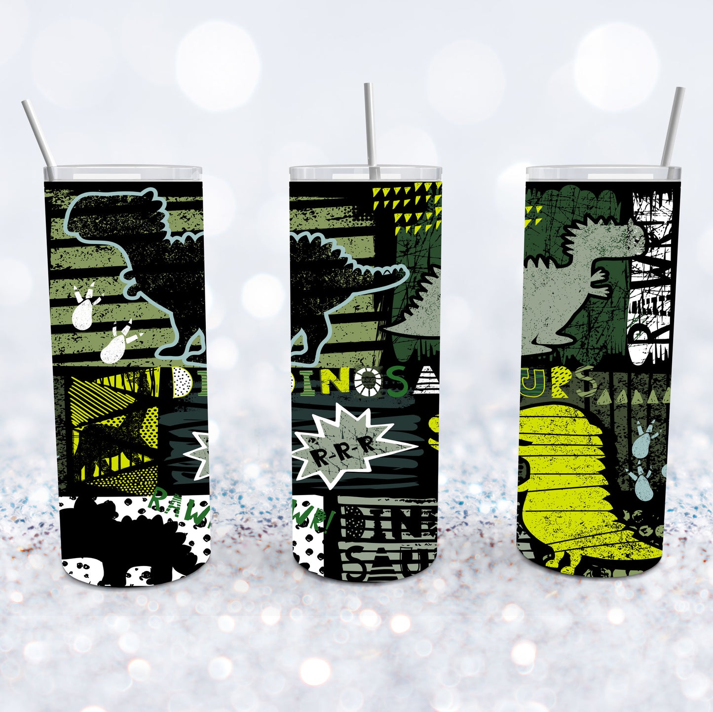 Camo Grafitti Dinosaur Tumbler