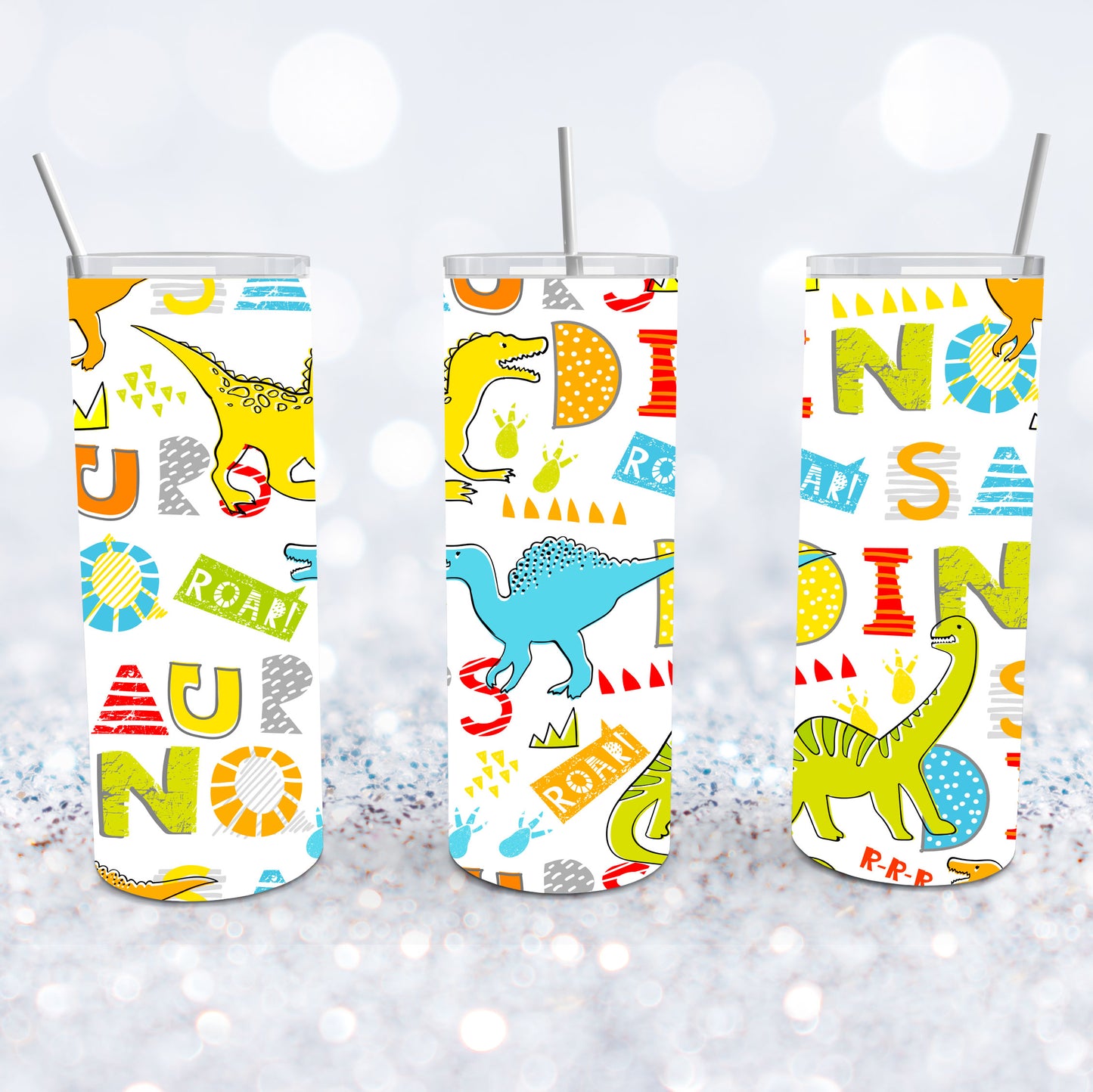 Colorful Dinosaur Tumbler