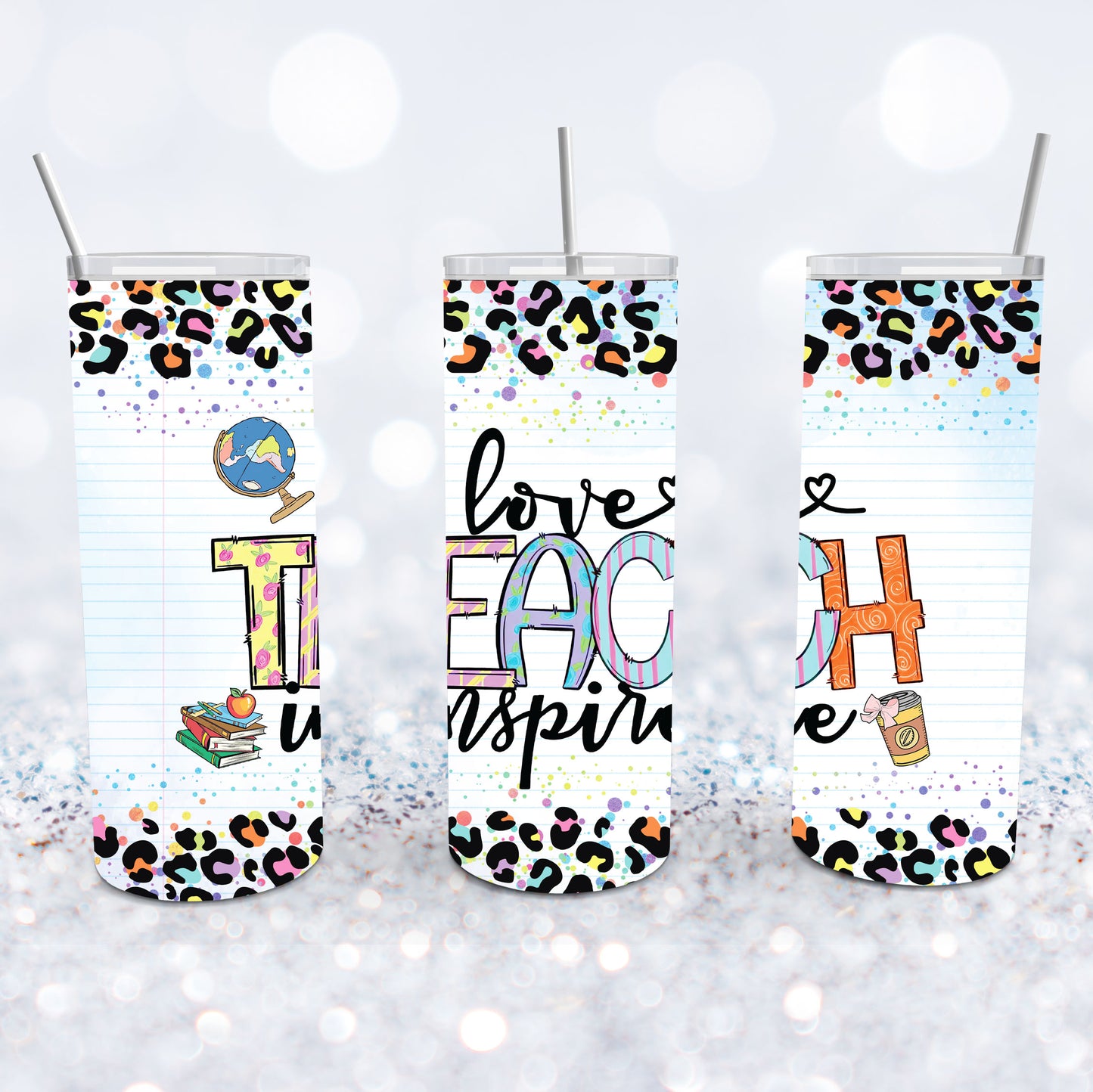 Love Teach Inspire Leopard Tumbler