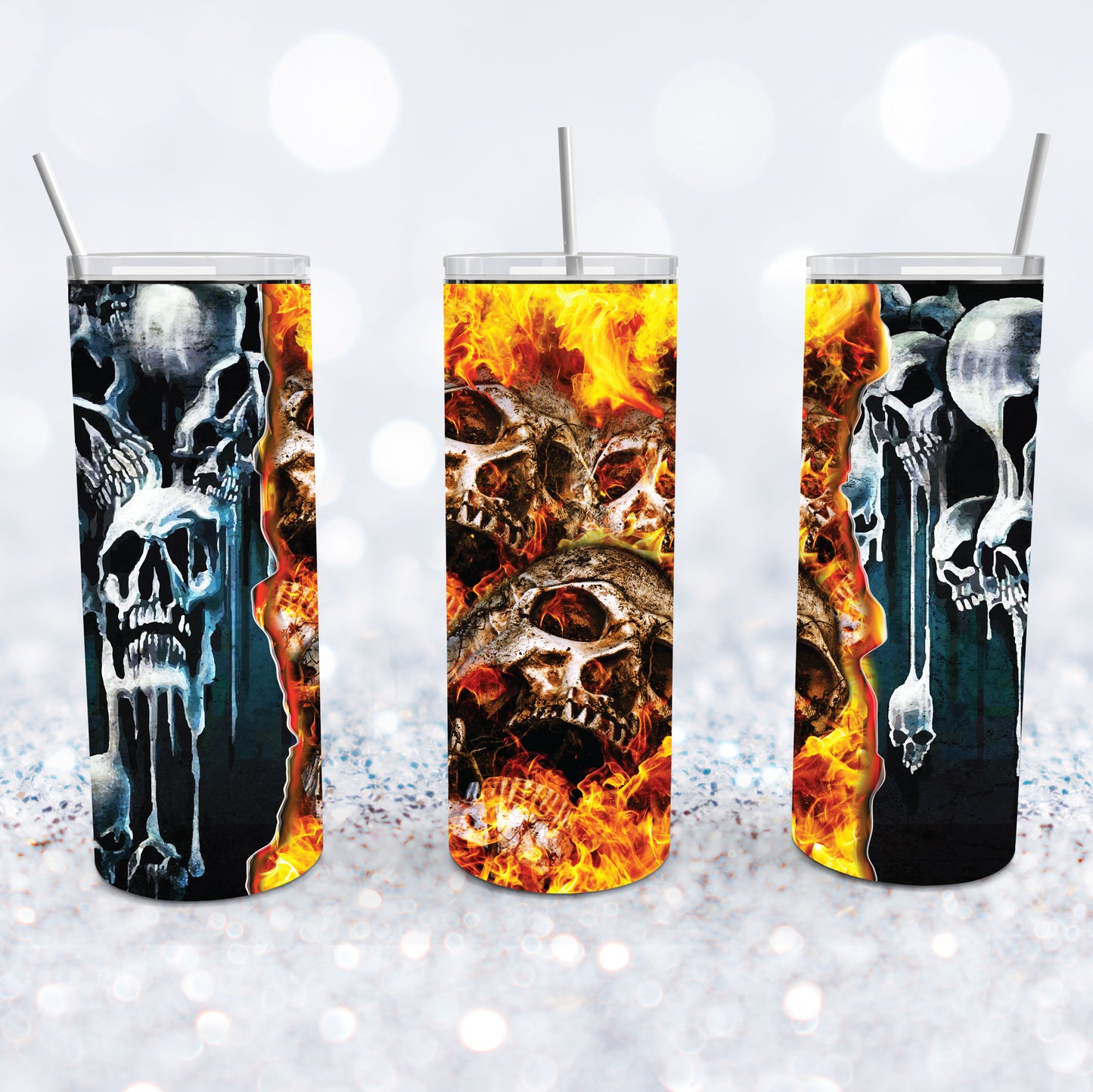 Fiery Skulls Tumbler
