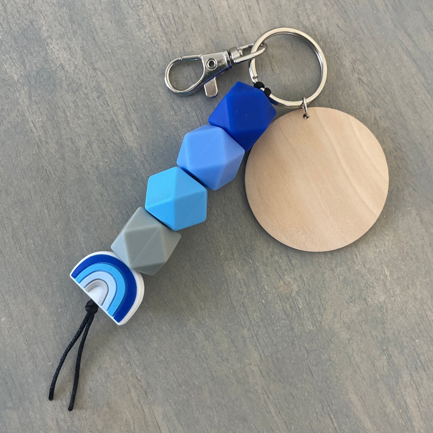 Silicone Rainbow Keychain w/ Wood Disc