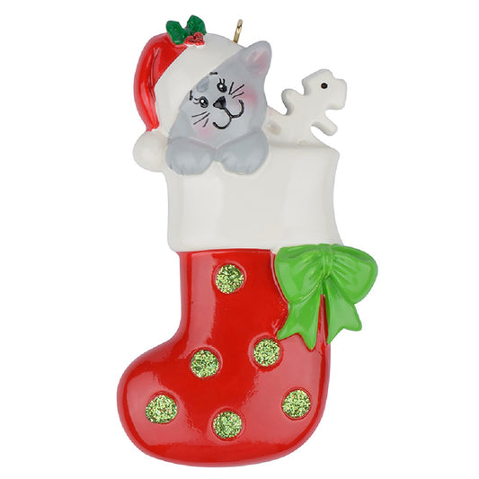 Cat Stocking Christmas Ornament