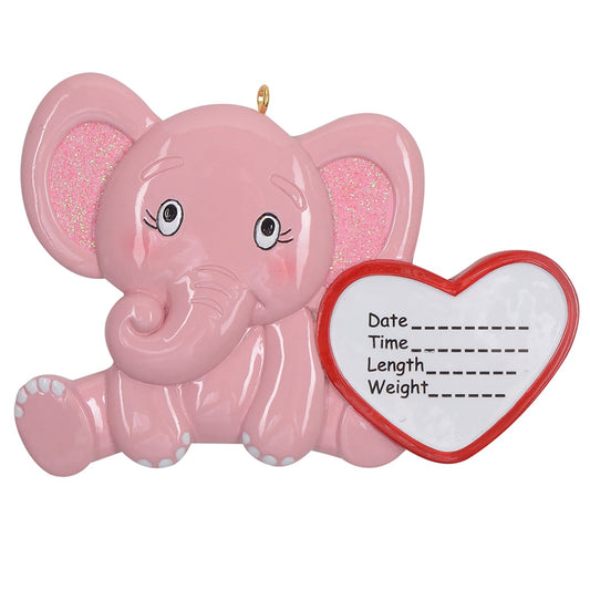 Baby's 1st Elephant Christmas Ornament - Pink