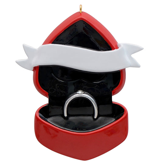 Engaged Heart Ring Box Christmas Ornament