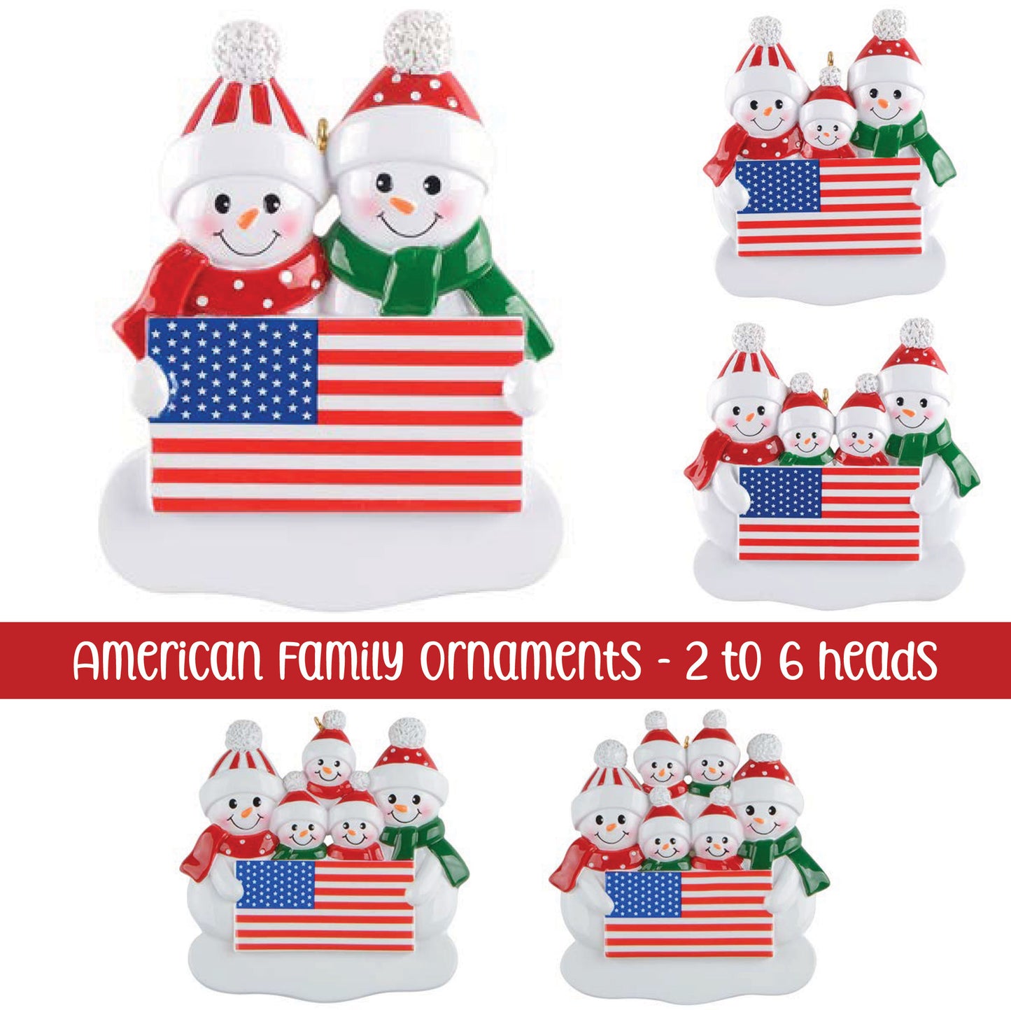 *** Pre-Order *** American Snowman Family Christmas Ornament