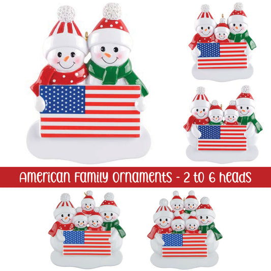 *** Pre-Order *** American Snowman Family Christmas Ornament