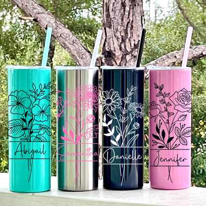 Birth Month Flower Personalized Tumbler