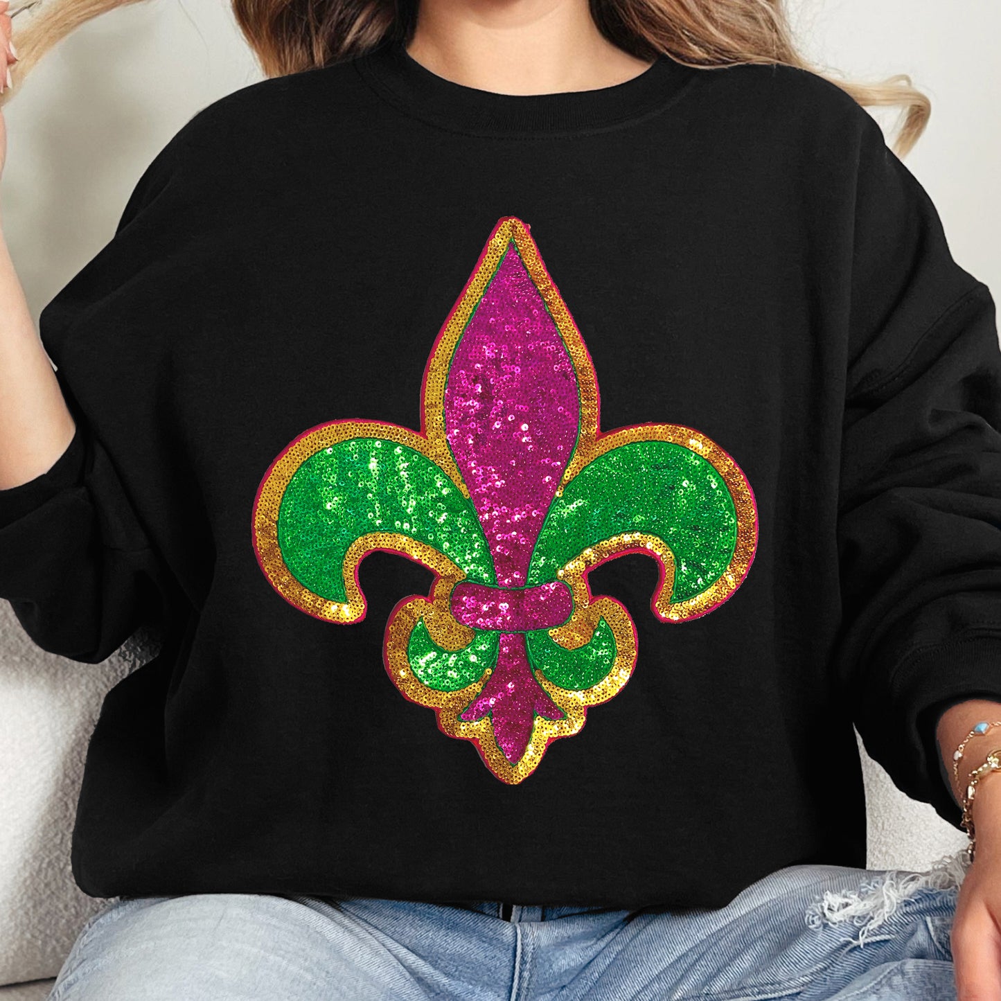 Fleur de lis Mardi Gras Sequin Patches