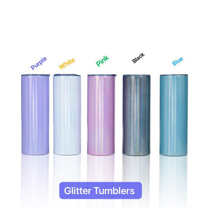 20oz Glitter Sublimation Skinny Tumblers