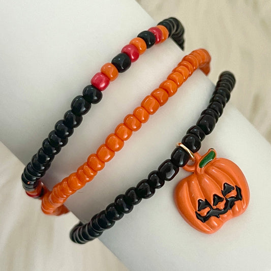 Pumpkin Halloween Bracelet Set