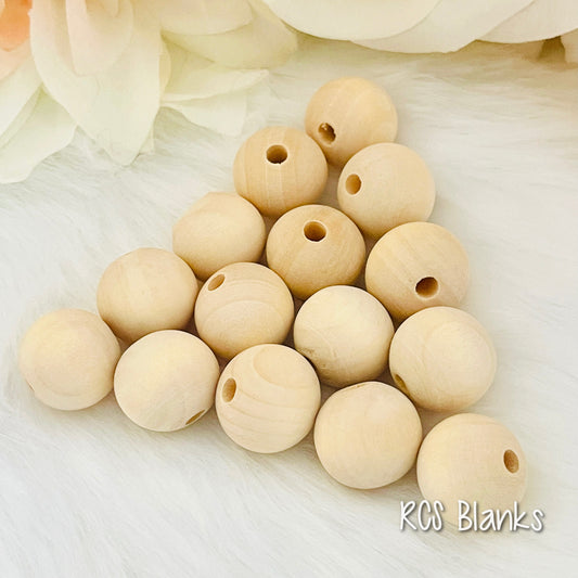 20mm Wood Beads - 15 pack