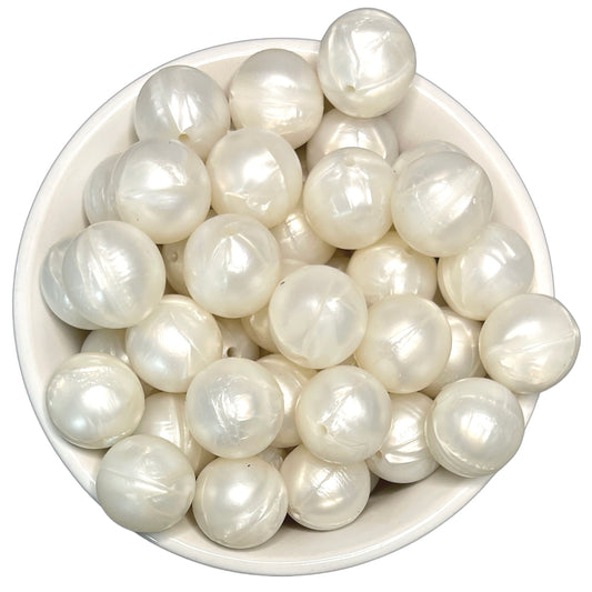 Pearl White 19mm Silicone Beads - 5 pk.