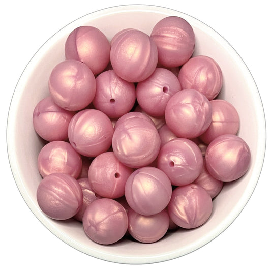 Rose Gold Pearl 15mm Silicone Beads - 10 pk.