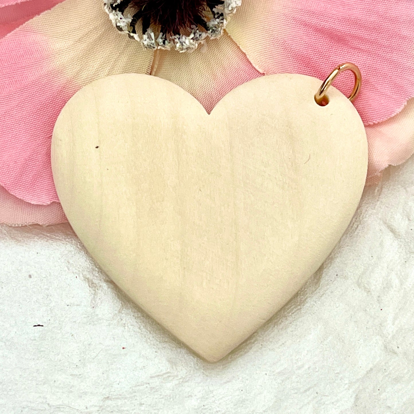 Light Wood Heart w/ Ring