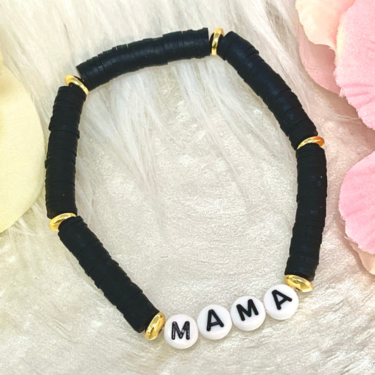 Mama Black Beaded Bracelet