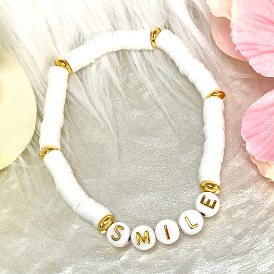 Smile White Beaded Bracelet