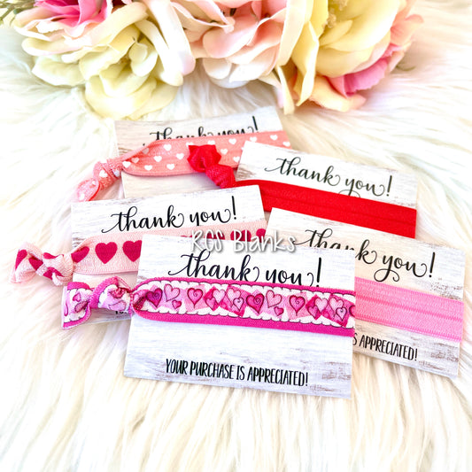 Valentine's Day Hair Tie Thank You Gift - 5 pack