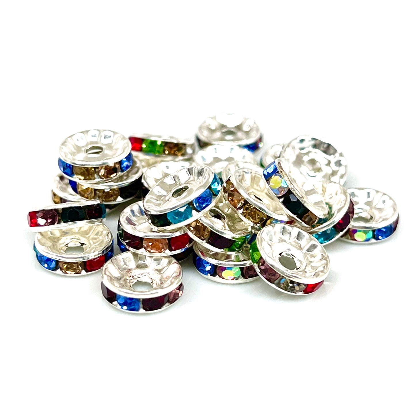 Multi-Color Rhinestone Spacer Beads - 10mm