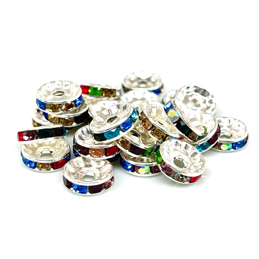 Multi-Color Rhinestone Spacer Beads - 10mm