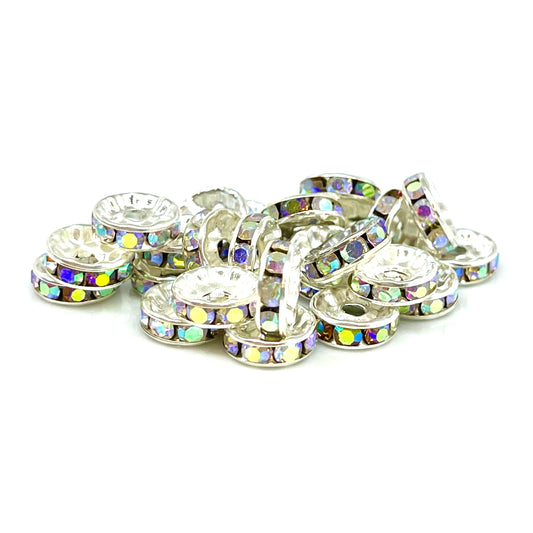 AB Rhinestone Spacer Beads - 10mm