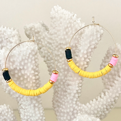 Teacher Pencil Beaded Hoop Earrings