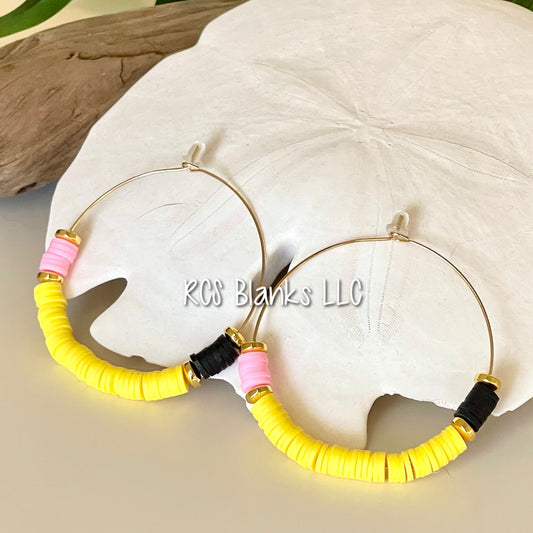 Teacher Pencil Beaded Hoop Earrings