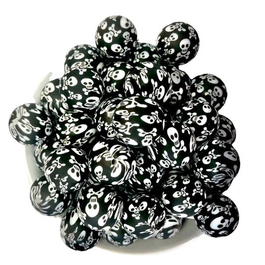 Black Skulls 19mm Silicone Beads - 5 pk.