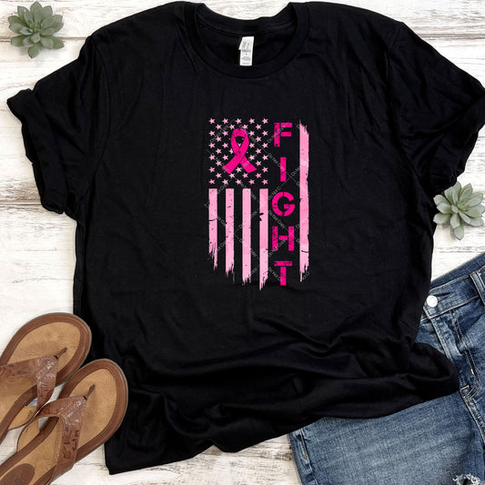 Pink Fight Cancer Flag T-Shirt
