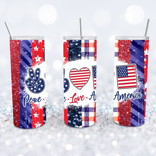 Peace Love America Tumbler