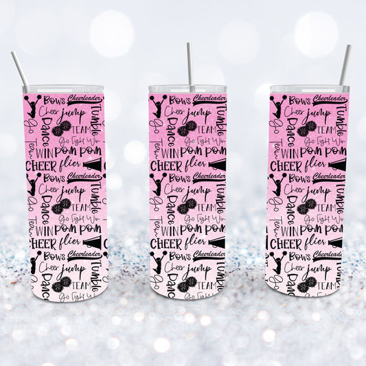 Cheerleading Pink Glitter Tumbler