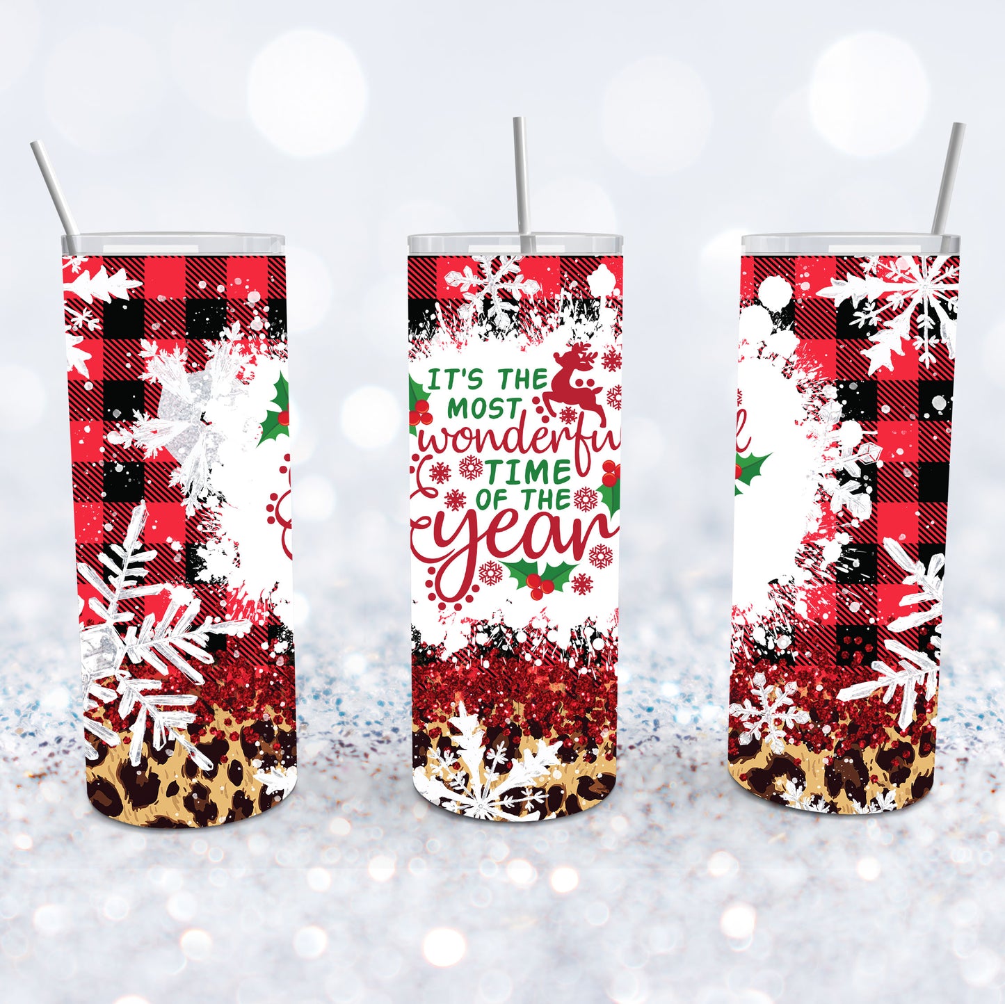 Most Wonderful Time Red Plaid Tumbler
