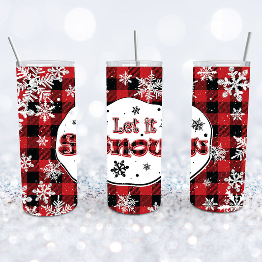 Let It Snow Red Plaid Tumbler