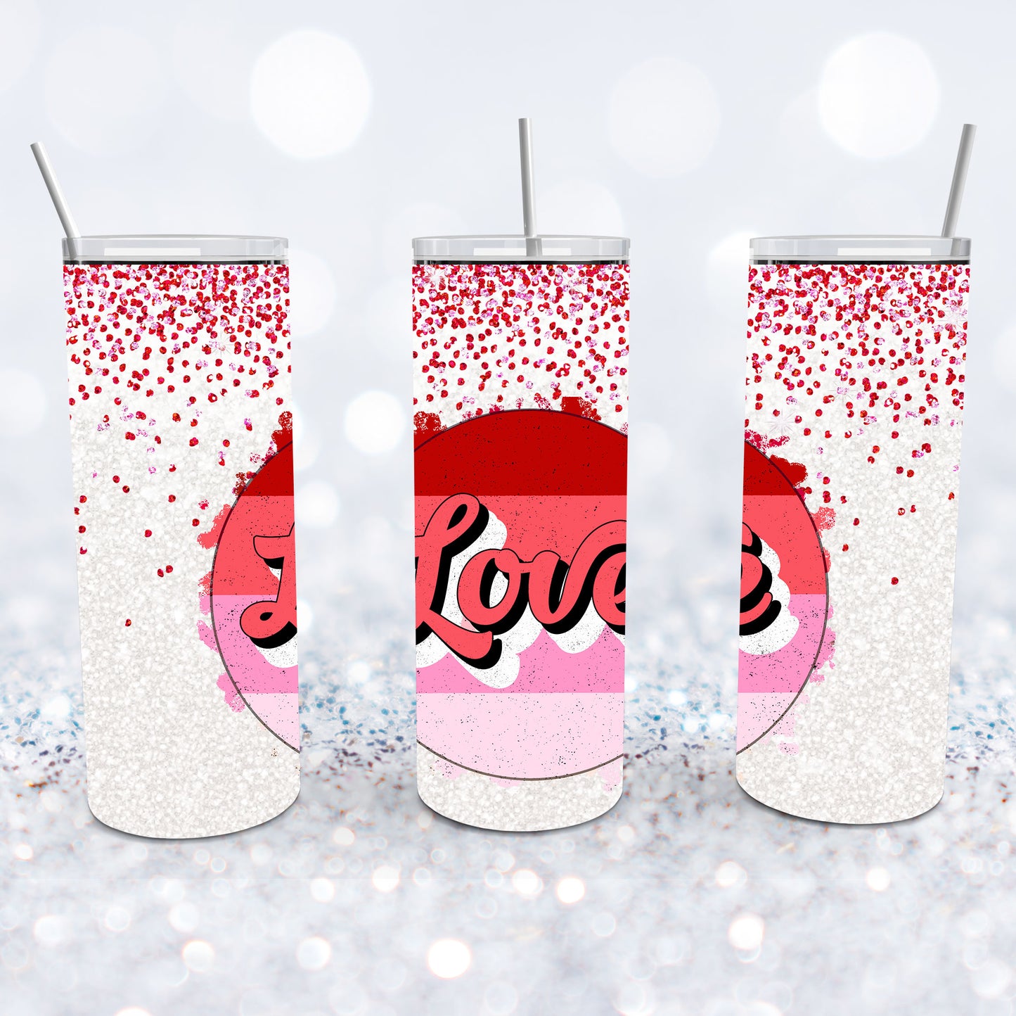 Glittery Valentine Love Tumbler