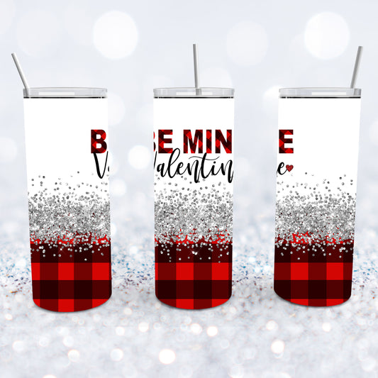 Be Mine Red Plaid Valentine Tumbler