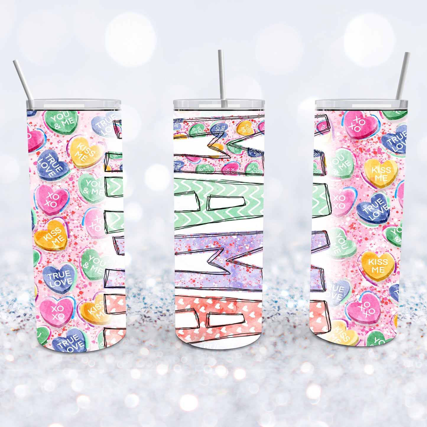 Candy Hearts Valentine Mama Tumbler