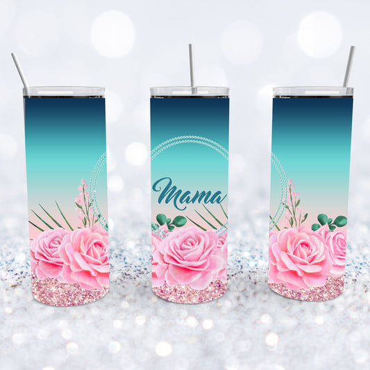 Pink Roses Ombre Mama Tumbler