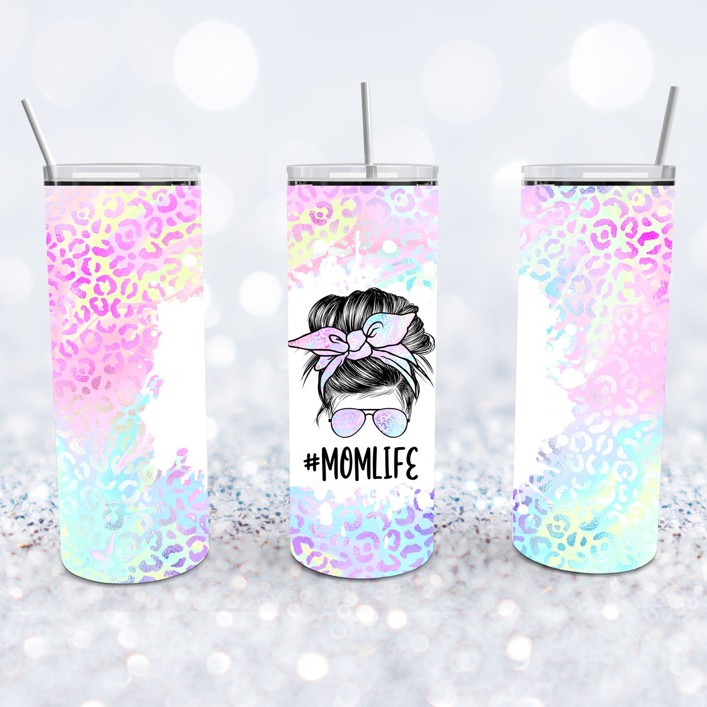 Pastel Leopard Mom Life Tumbler