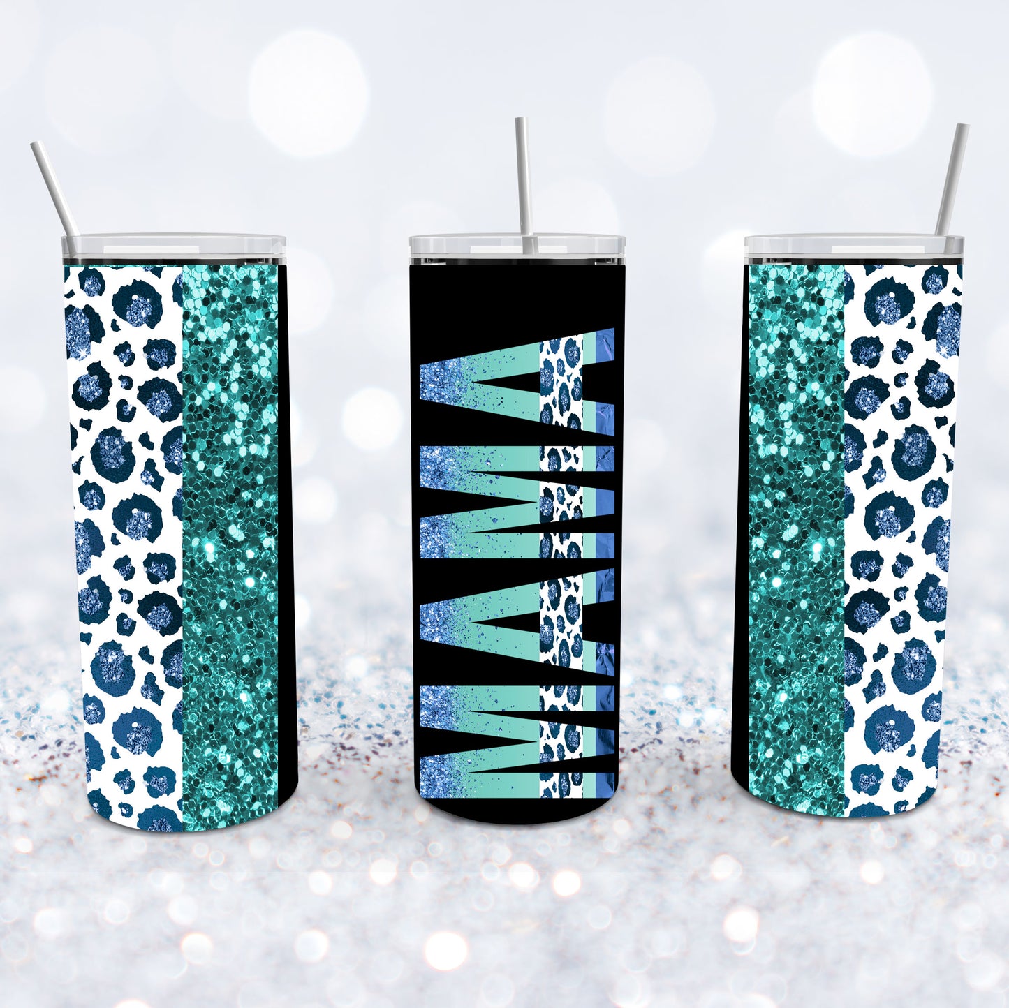 Blue Leopard Mama Tumbler