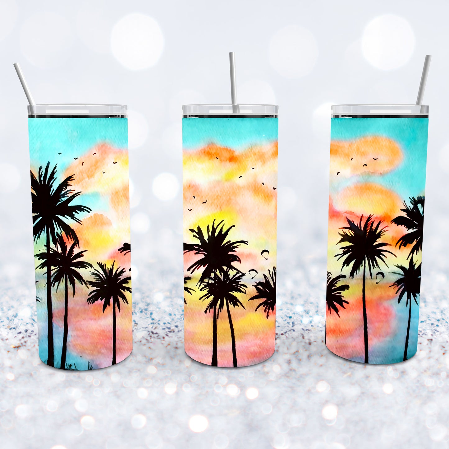 Tropical Sunset With Palm Trees Tumbler