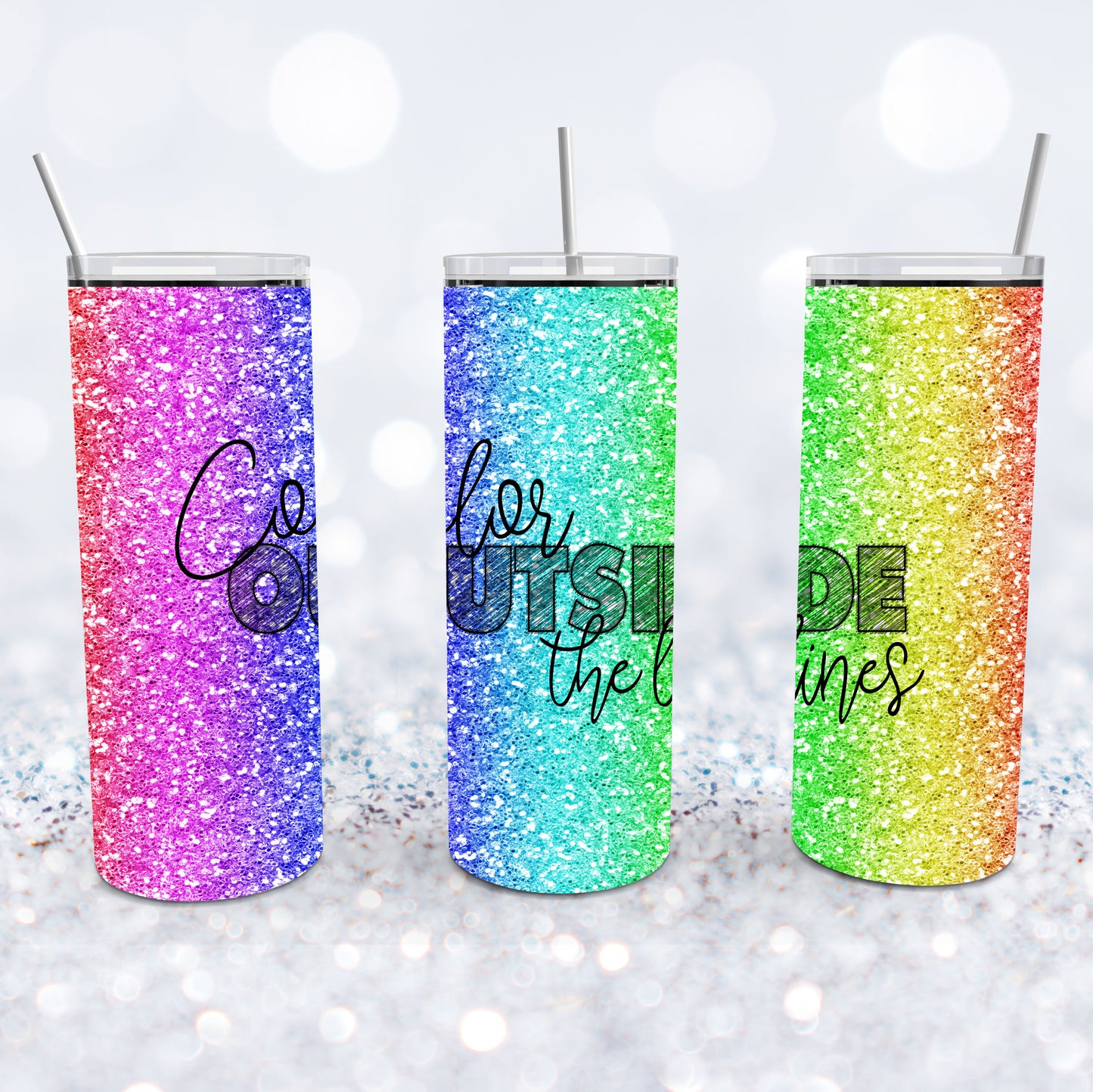Color Outside The Lines Glitter Tumbler