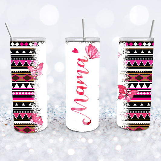 Tribal Butterfly Mom Tumbler - Dark