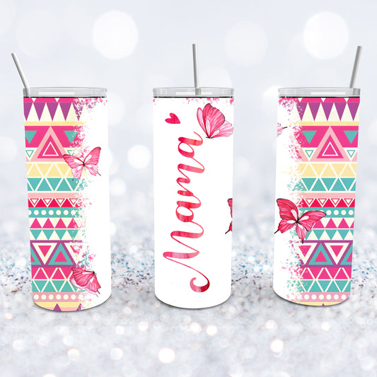 Tribal Butterfly Mom Tumbler - Light