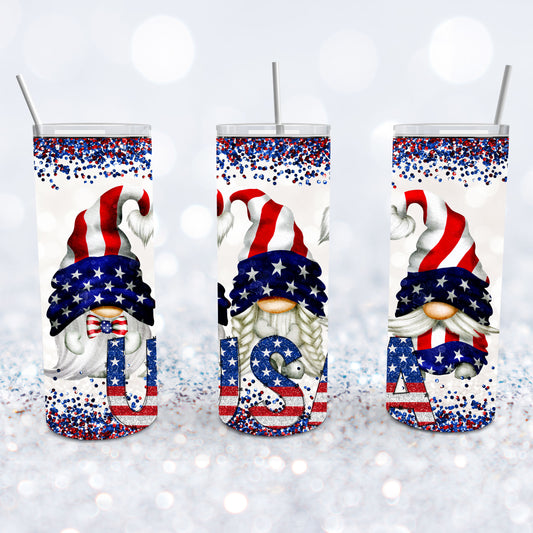 USA Flag Hat Gnomes Tumbler