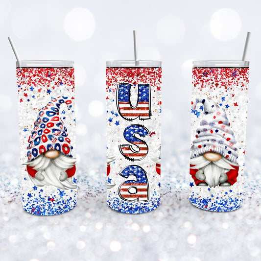 Stars & Glitter USA Gnomes Tumbler