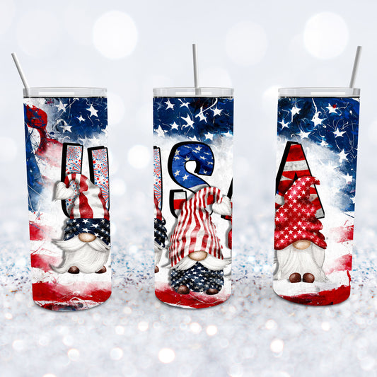 American Flag USA Gnomes Tumbler